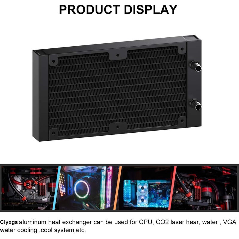Clyxgs Water Cooling Radiator, 12 Pipe Aluminum Heat Exchanger Radiator with Tube for PC CPU Computer Water Cool System DC12V 240mm - Image 4